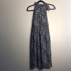 Navy Blue & White Tie Halter Neck Sundress